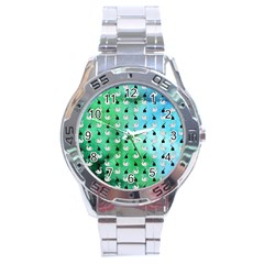 Goose Swan Hook Blue Green Stainless Steel Analogue Watch