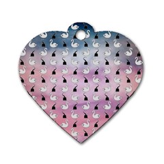 Goose Swan Hook Purple Dog Tag Heart (two Sides)