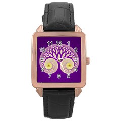 Glynnset Royal Purple Rose Gold Leather Watch  by Alisyart