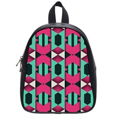 Green Pink Shapes                                 			school Bag (small) by LalyLauraFLM