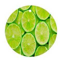 Green Lemon Slices Fruite Round Ornament (two Sides)