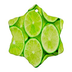 Green Lemon Slices Fruite Snowflake Ornament (two Sides)