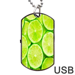 Green Lemon Slices Fruite Dog Tag Usb Flash (one Side)