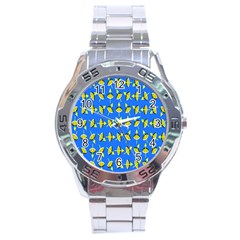 Illusory Motion Of Each Grain Arrow Blue Stainless Steel Analogue Watch