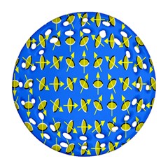 Illusory Motion Of Each Grain Arrow Blue Ornament (round Filigree)