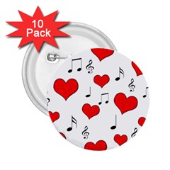 Love Song Pattern 2 25  Buttons (10 Pack)  by Valentinaart