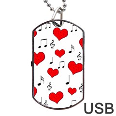 Love Song Pattern Dog Tag Usb Flash (one Side) by Valentinaart