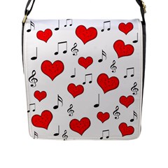 Love Song Pattern Flap Messenger Bag (l)  by Valentinaart