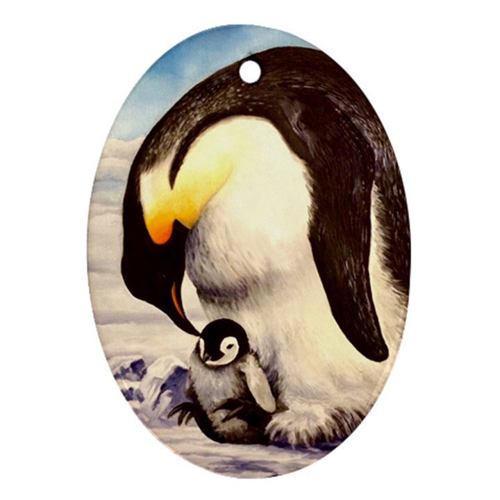 Emperor Penguin Oval Ornament (Two Sides)