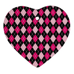 Argyle Pattern Pink Black Ornament (heart) by Nexatart