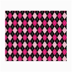 Argyle Pattern Pink Black Small Glasses Cloth (2-side) by Nexatart