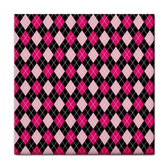 Argyle Pattern Pink Black Face Towel by Nexatart