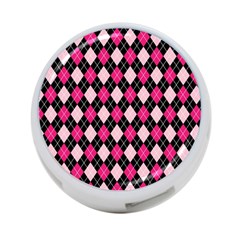 Argyle Pattern Pink Black 4-port Usb Hub (two Sides)  by Nexatart