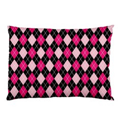 Argyle Pattern Pink Black Pillow Case (two Sides) by Nexatart