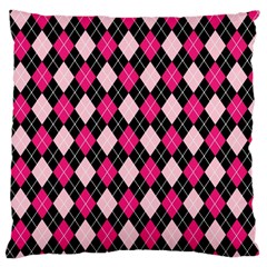 Argyle Pattern Pink Black Large Cushion Case (two Sides) by Nexatart