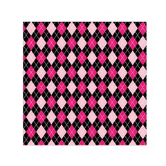 Argyle Pattern Pink Black Small Satin Scarf (square)