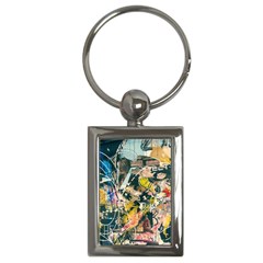 Art Graffiti Abstract Vintage Key Chains (rectangle)  by Nexatart