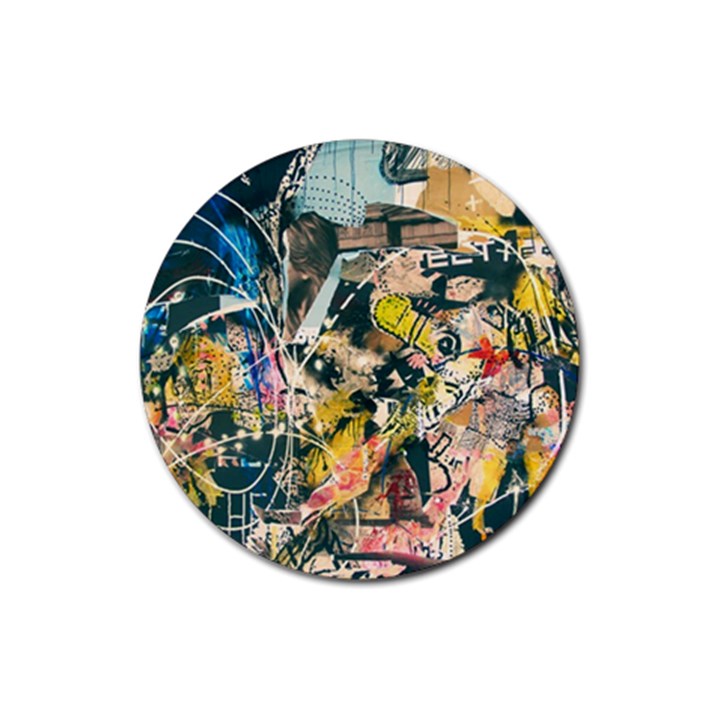 Art Graffiti Abstract Vintage Rubber Coaster (Round) 