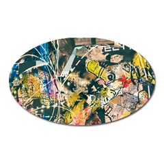 Art Graffiti Abstract Vintage Oval Magnet by Nexatart