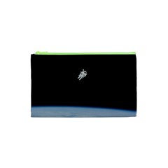 Astronaut Floating Above The Blue Planet Cosmetic Bag (xs) by Nexatart