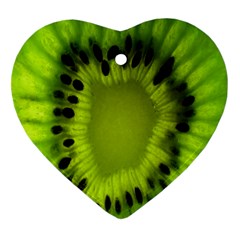 Kiwi Fruit Slices Cut Macro Green Heart Ornament (two Sides) by Alisyart