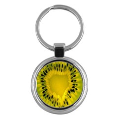 Kiwi Fruit Slices Cut Macro Green Yellow Key Chains (round) 