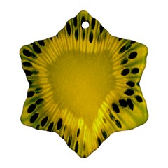 Kiwi Fruit Slices Cut Macro Green Yellow Snowflake Ornament (two Sides)