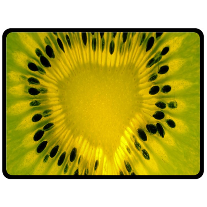 Kiwi Fruit Slices Cut Macro Green Yellow Double Sided Fleece Blanket (Large) 