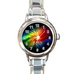 Lamp Light Galaxy Space Color Round Italian Charm Watch Front