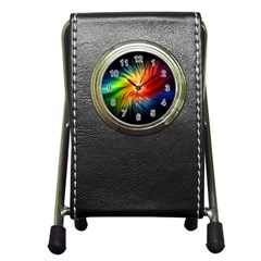 Lamp Light Galaxy Space Color Pen Holder Desk Clocks