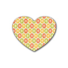 Lime Orange Fruit Slice Color Rubber Coaster (heart) 