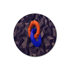 Low Poly Figures Circles Surface Orange Blue Grey Triangle Rubber Round Coaster (4 Pack) 