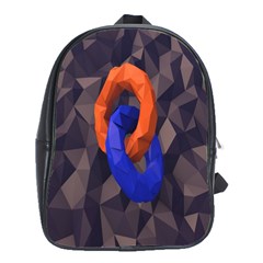 Low Poly Figures Circles Surface Orange Blue Grey Triangle School Bags(large) 