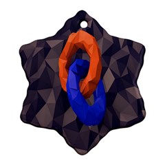 Low Poly Figures Circles Surface Orange Blue Grey Triangle Snowflake Ornament (two Sides)