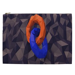 Low Poly Figures Circles Surface Orange Blue Grey Triangle Cosmetic Bag (xxl) 