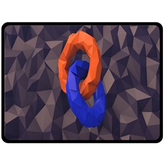 Low Poly Figures Circles Surface Orange Blue Grey Triangle Double Sided Fleece Blanket (large) 