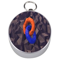 Low Poly Figures Circles Surface Orange Blue Grey Triangle Silver Compasses