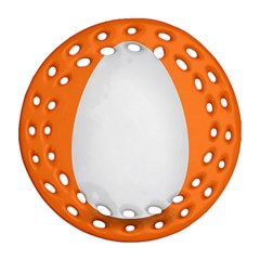 Orange White Egg Easter Round Filigree Ornament (two Sides) by Alisyart