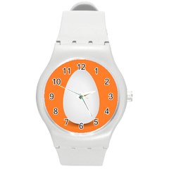 Orange White Egg Easter Round Plastic Sport Watch (m)