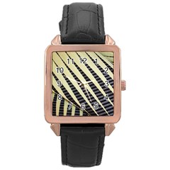 Line Chevron Triangle Grey Rose Gold Leather Watch  by Alisyart