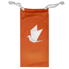 Origami Bird Animals White Orange Jewelry Bag