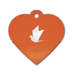 Origami Bird Animals White Orange Dog Tag Heart (one Side) by Alisyart