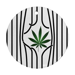 Marijuana Jail Leaf Green Black Ornament (round)