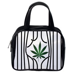 Marijuana Jail Leaf Green Black Classic Handbags (one Side)