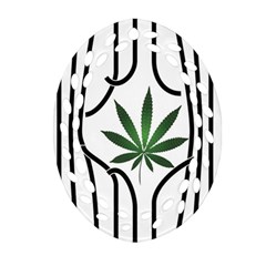 Marijuana Jail Leaf Green Black Ornament (oval Filigree)