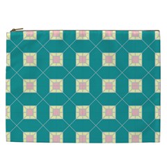 Regular Triangulation Plaid Blue Cosmetic Bag (xxl) 