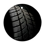 Auto Black Black And White Car Ornament (Round) Front