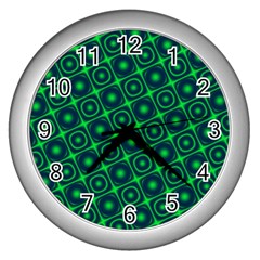 Plaid Green Light Wall Clocks (silver)  by Alisyart