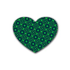 Plaid Green Light Rubber Coaster (heart) 