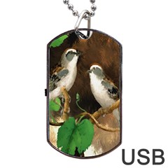 Backdrop Colorful Bird Decoration Dog Tag Usb Flash (one Side) by Nexatart